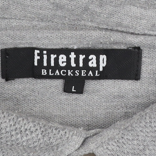 Firetrap Blackseal Men's Grey Polo Shirt Size L Short Sleeve Casual