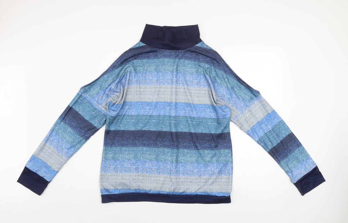 Yoins Women Blue Striped Roll Neck Long Sleeve Pullover Jumper Size 18