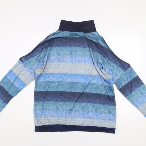 Yoins Women Blue Striped Roll Neck Long Sleeve Pullover Jumper Size 18