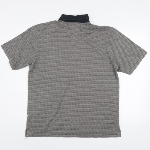 Wolsey Men's Grey Geometric Short Sleeve Cotton Polo Shirt Size M