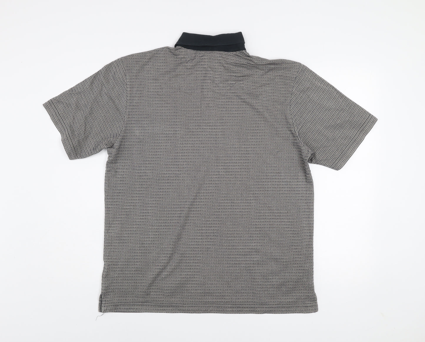 Wolsey Men's Grey Geometric Short Sleeve Cotton Polo Shirt Size M