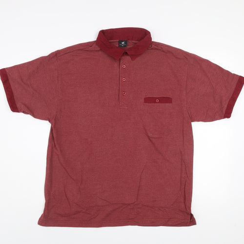 Pegasus Men’s Red Cotton Short Sleeve Polo Shirt Size M
