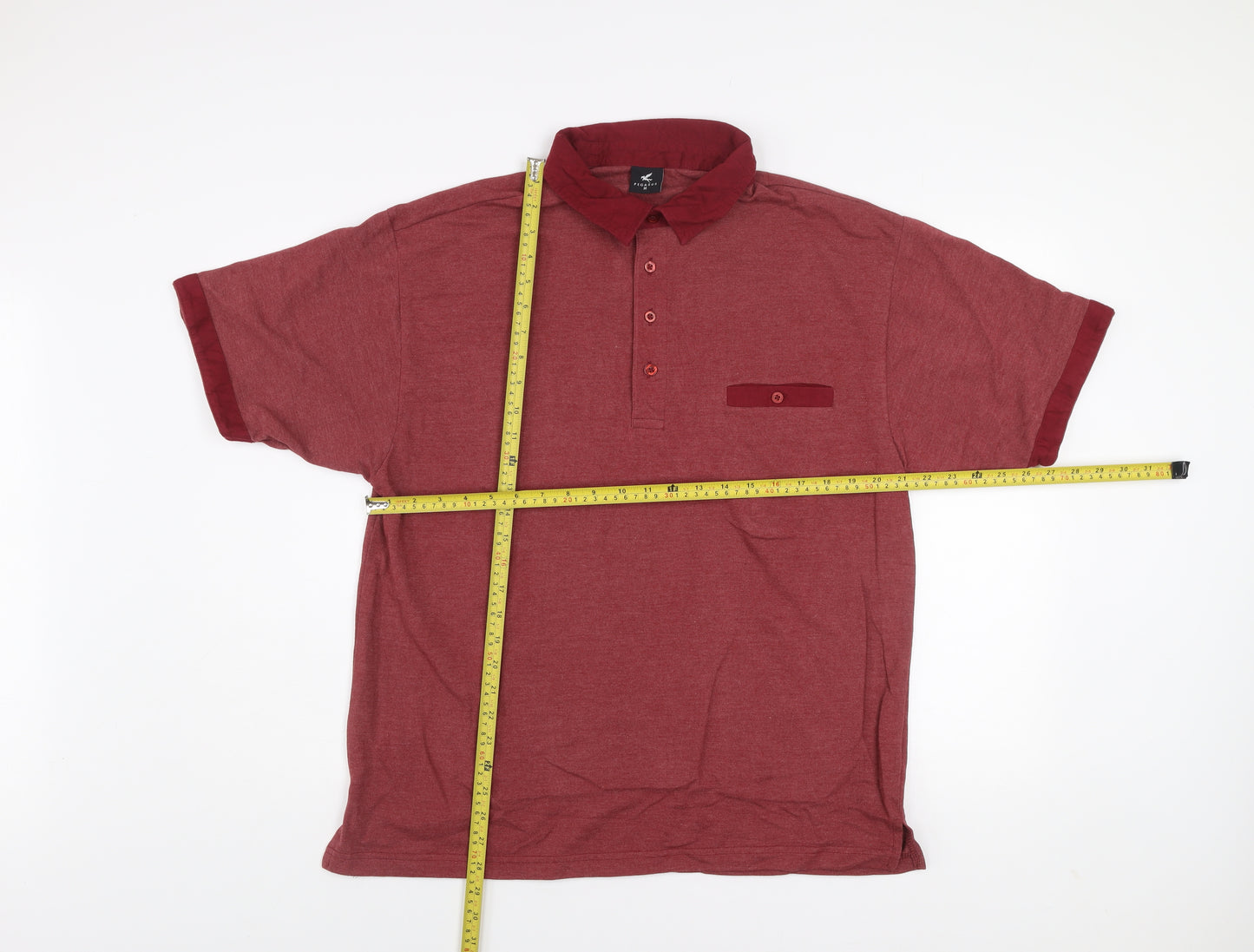 Pegasus Men’s Red Cotton Short Sleeve Polo Shirt Size M