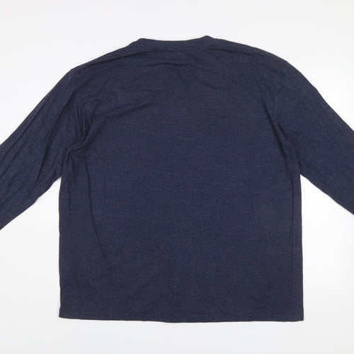 Atlas For Men Navy Blue Long Sleeve Graphic Cotton Blend T-Shirt XL