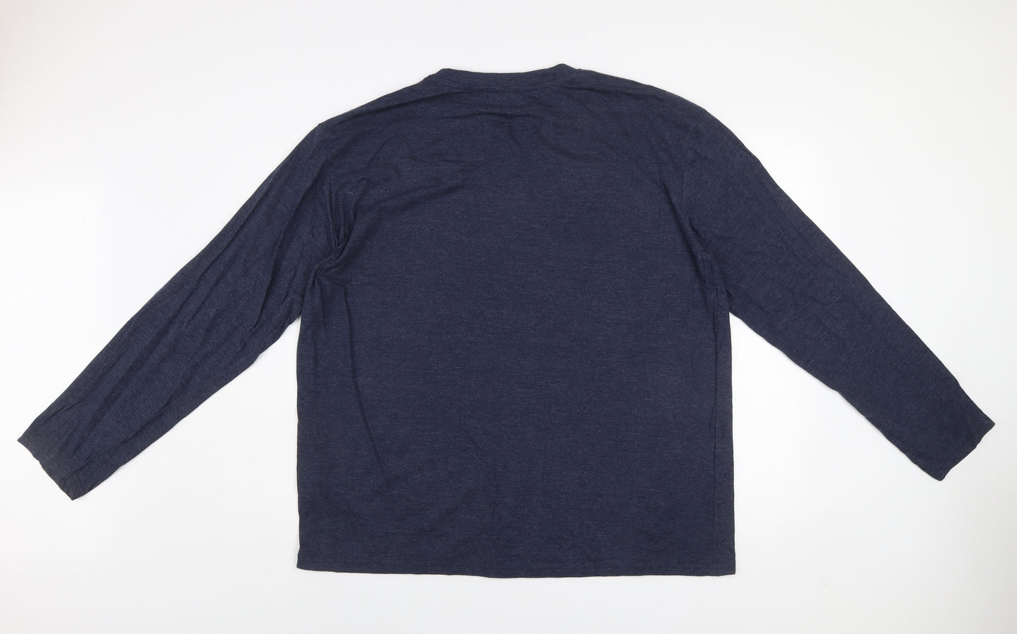 Atlas For Men Navy Blue Long Sleeve Graphic Cotton Blend T-Shirt XL
