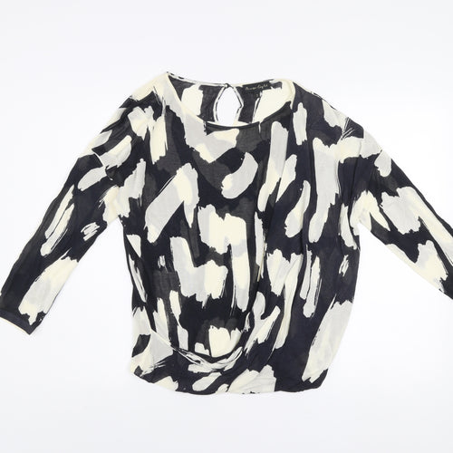 Phase Eight Women’s Black & Cream Abstract Knit Jumper Size 12