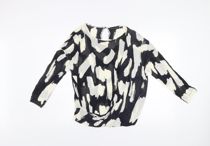 Phase Eight Women’s Black & Cream Abstract Knit Jumper Size 12