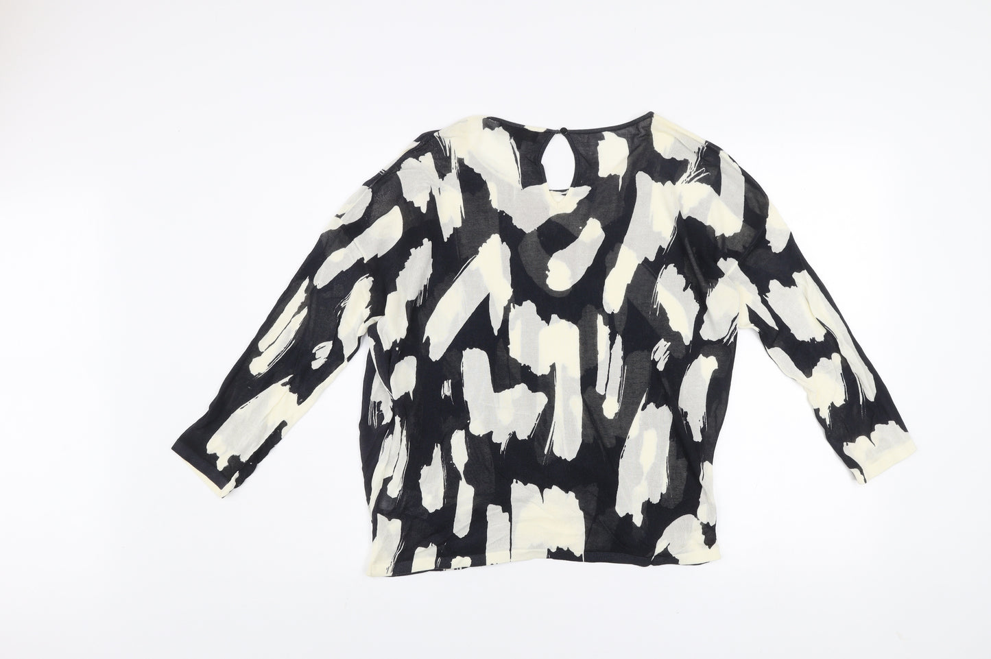 Phase Eight Women’s Black & Cream Abstract Knit Jumper Size 12
