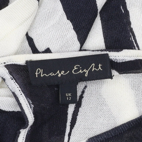 Phase Eight Women’s Black & Cream Abstract Knit Jumper Size 12