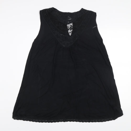 Kaleidoscope Women Black Lace Shift Dress Size 16 Sleeveless V-Neck