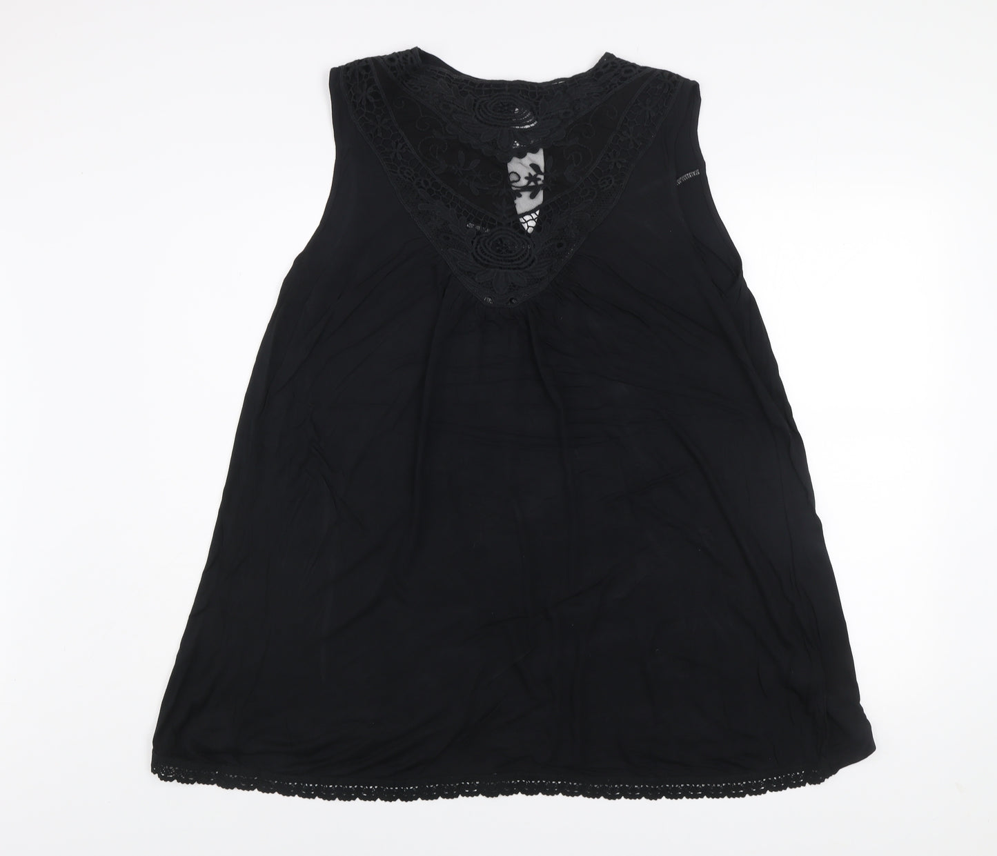 Kaleidoscope Women Black Lace Shift Dress Size 16 Sleeveless V-Neck