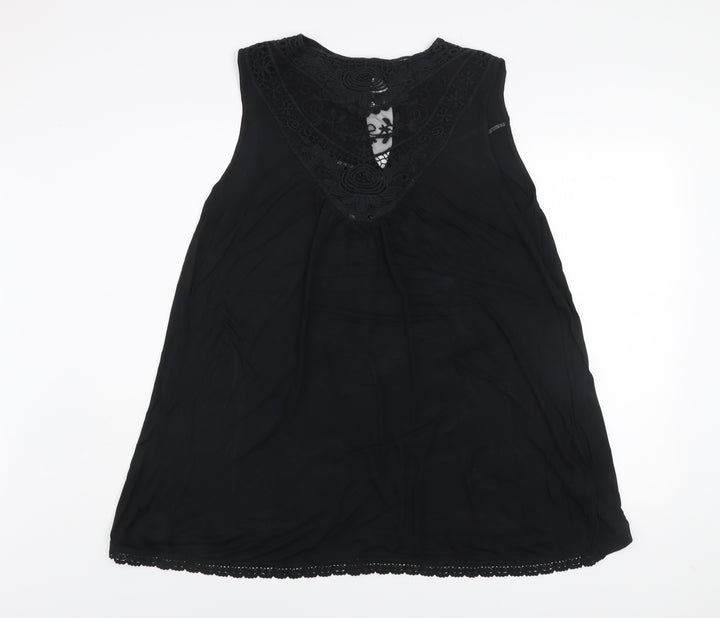 Kaleidoscope Women Black Lace Shift Dress Size 16 Sleeveless V-Neck