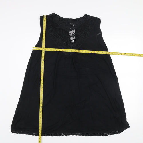 Kaleidoscope Women Black Lace Shift Dress Size 16 Sleeveless V-Neck