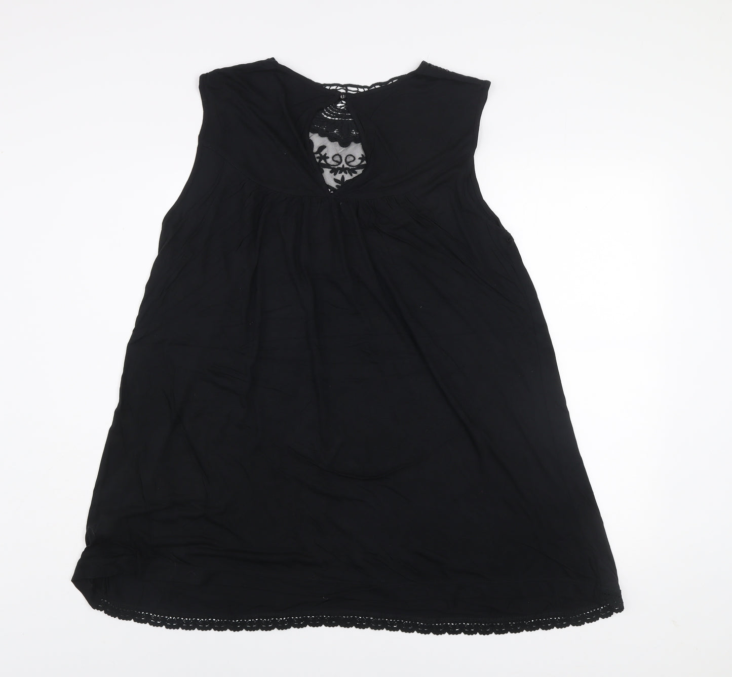 Kaleidoscope Women Black Lace Shift Dress Size 16 Sleeveless V-Neck