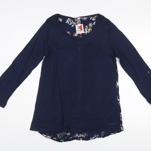 Weird Fish Women's Blue Floral Tunic Blouse Size 12 Long Sleeve