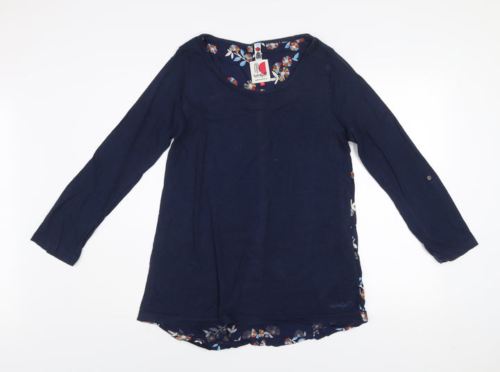 Weird Fish Women's Blue Floral Tunic Blouse Size 12 Long Sleeve