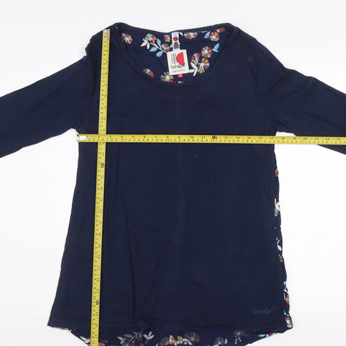 Weird Fish Women's Blue Floral Tunic Blouse Size 12 Long Sleeve