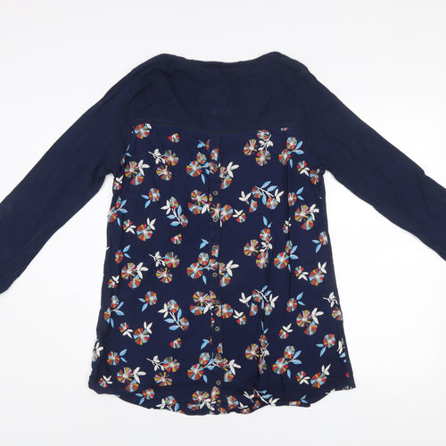 Weird Fish Women's Blue Floral Tunic Blouse Size 12 Long Sleeve