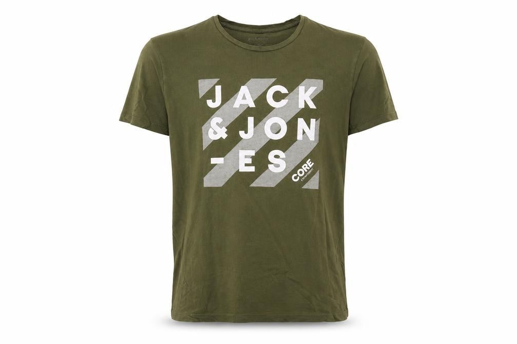 Jack & Jones Men's Green M Core Logo Graphic Cotton T-Shirt