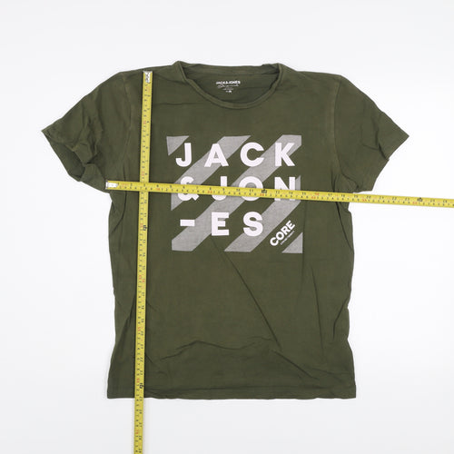 Jack & Jones Men's Green M Core Logo Graphic Cotton T-Shirt