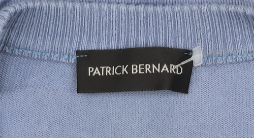 Patrick Bernard Men's Blue Geometric Knit Cotton Acrylic Sleeveless Jumper Vest XL