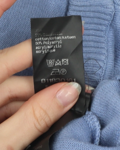 Patrick Bernard Men's Blue Geometric Knit Cotton Acrylic Sleeveless Jumper Vest XL