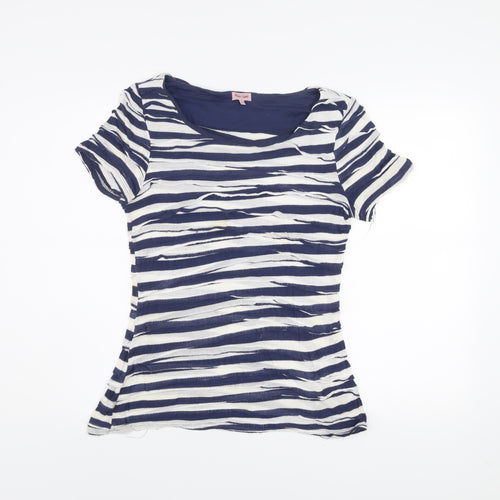 Phase Eight Womens Blue Striped Jersey T-Shirt Size 10