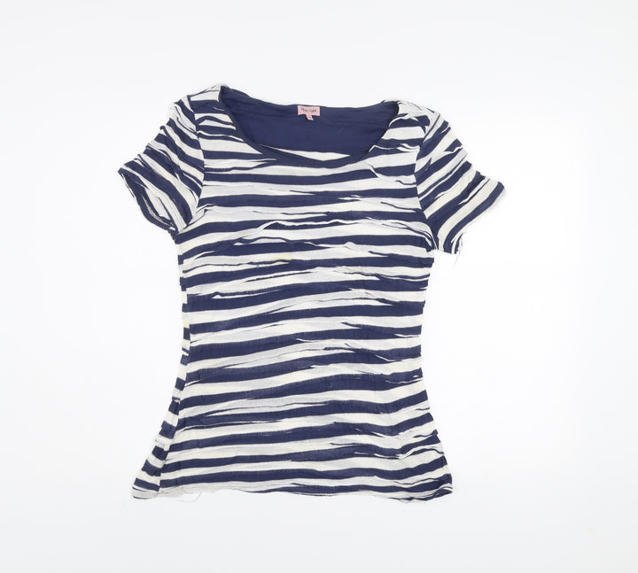 Phase Eight Womens Blue Striped Jersey T-Shirt Size 10