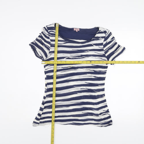 Phase Eight Womens Blue Striped Jersey T-Shirt Size 10