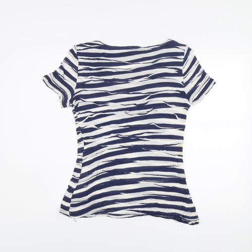 Phase Eight Womens Blue Striped Jersey T-Shirt Size 10