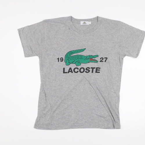Lacoste Men's Grey Graphic Print Crew Neck Short Sleeve T-Shirt Size S