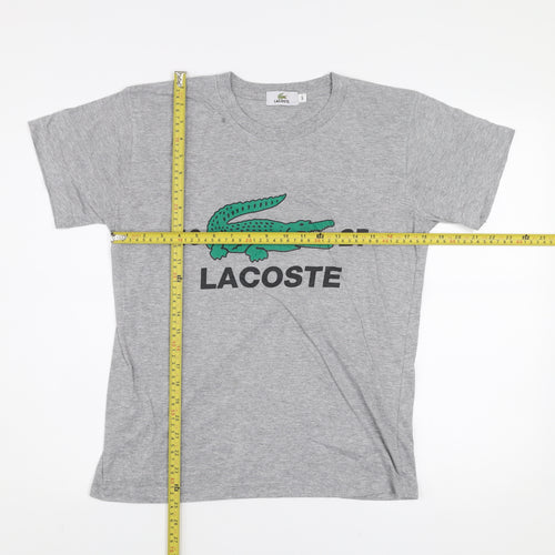 Lacoste Men's Grey Graphic Print Crew Neck Short Sleeve T-Shirt Size S