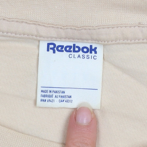 Reebok Women Beige Cropped T-Shirt S Short Sleeve Casual Top