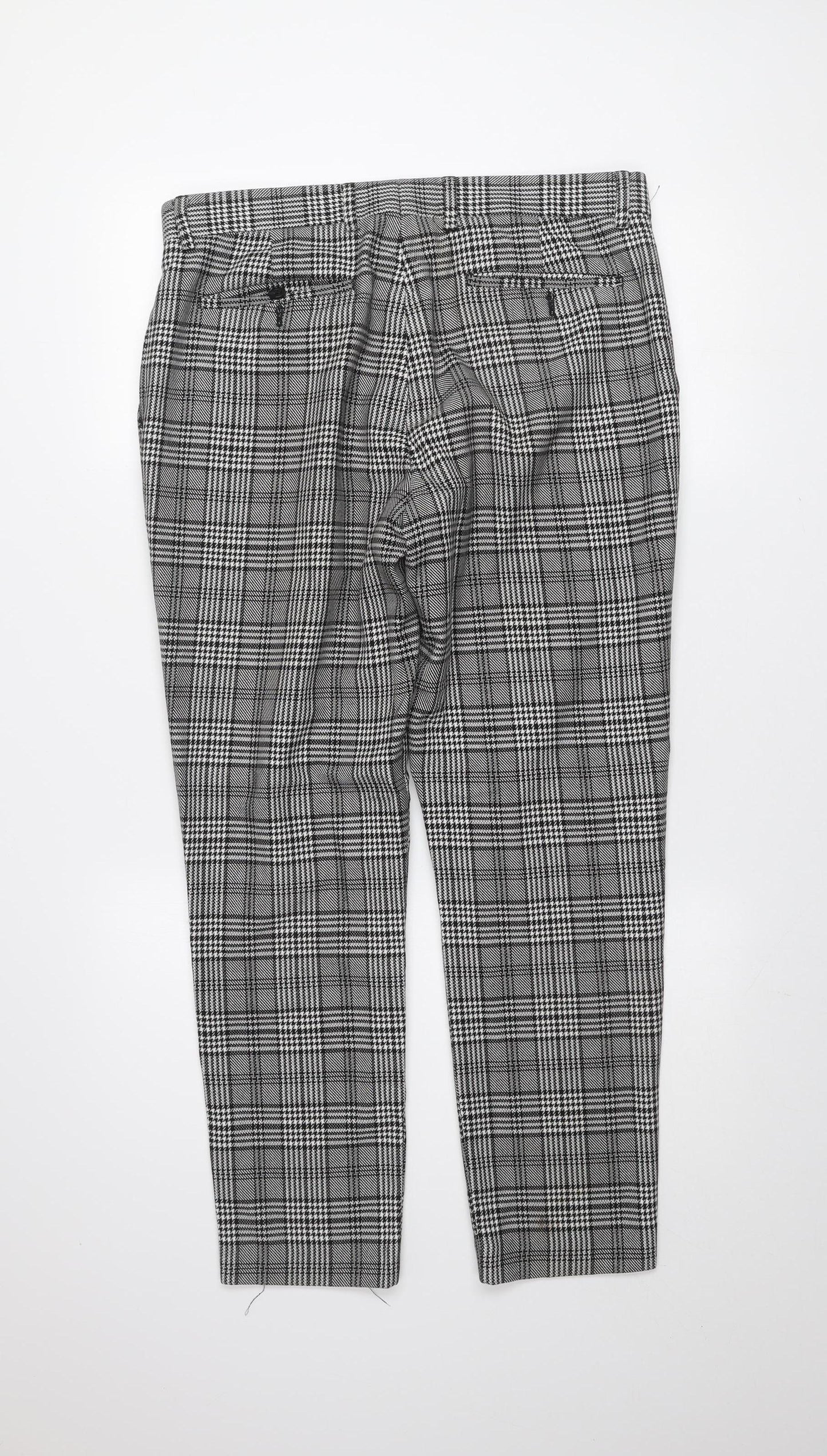 ZARA Men's Grey Check Pleated Trousers Size 31 Regular Fit Tweed Style
