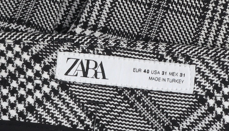 ZARA Men's Grey Check Pleated Trousers Size 31 Regular Fit Tweed Style