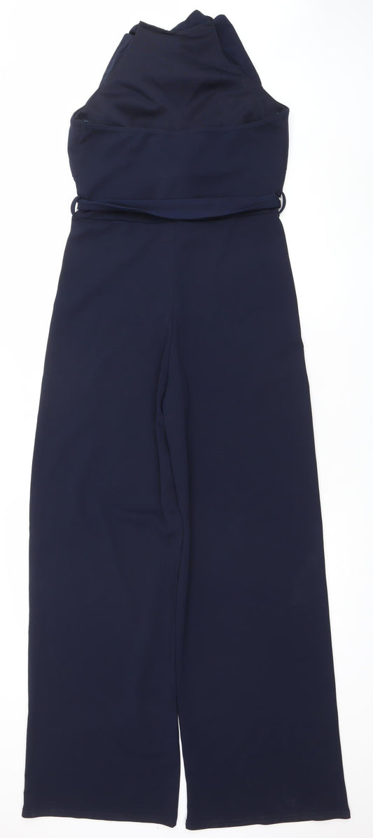 Quiz Womens Navy Size 12 One Shoulder Ruffle Belted Jumpsuit