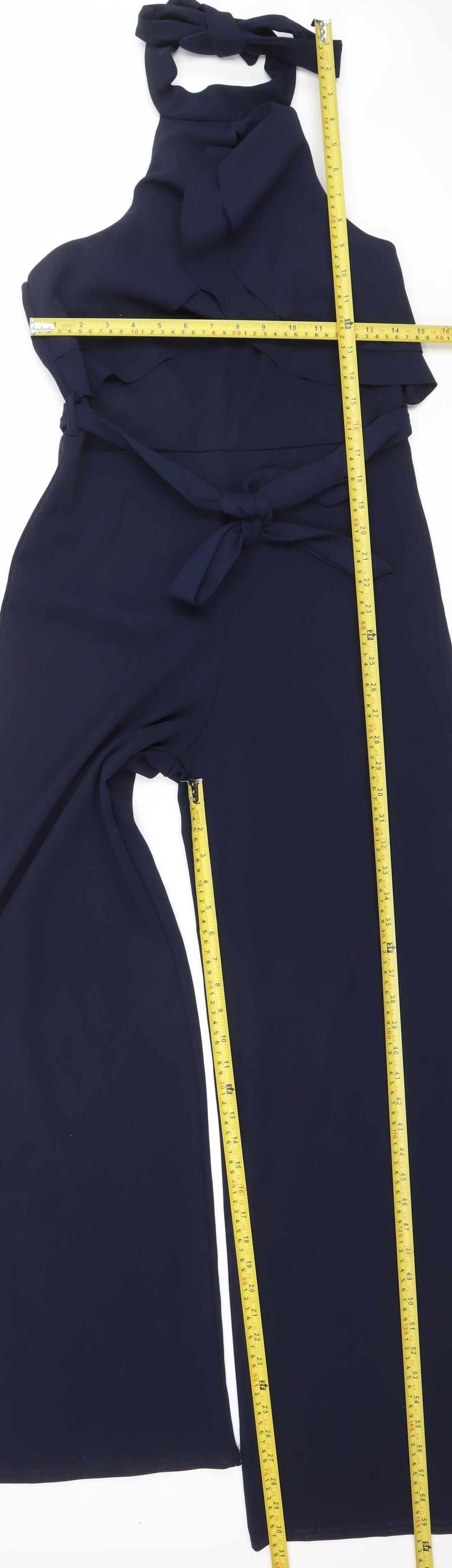 Quiz Womens Navy Size 12 One Shoulder Ruffle Belted Jumpsuit