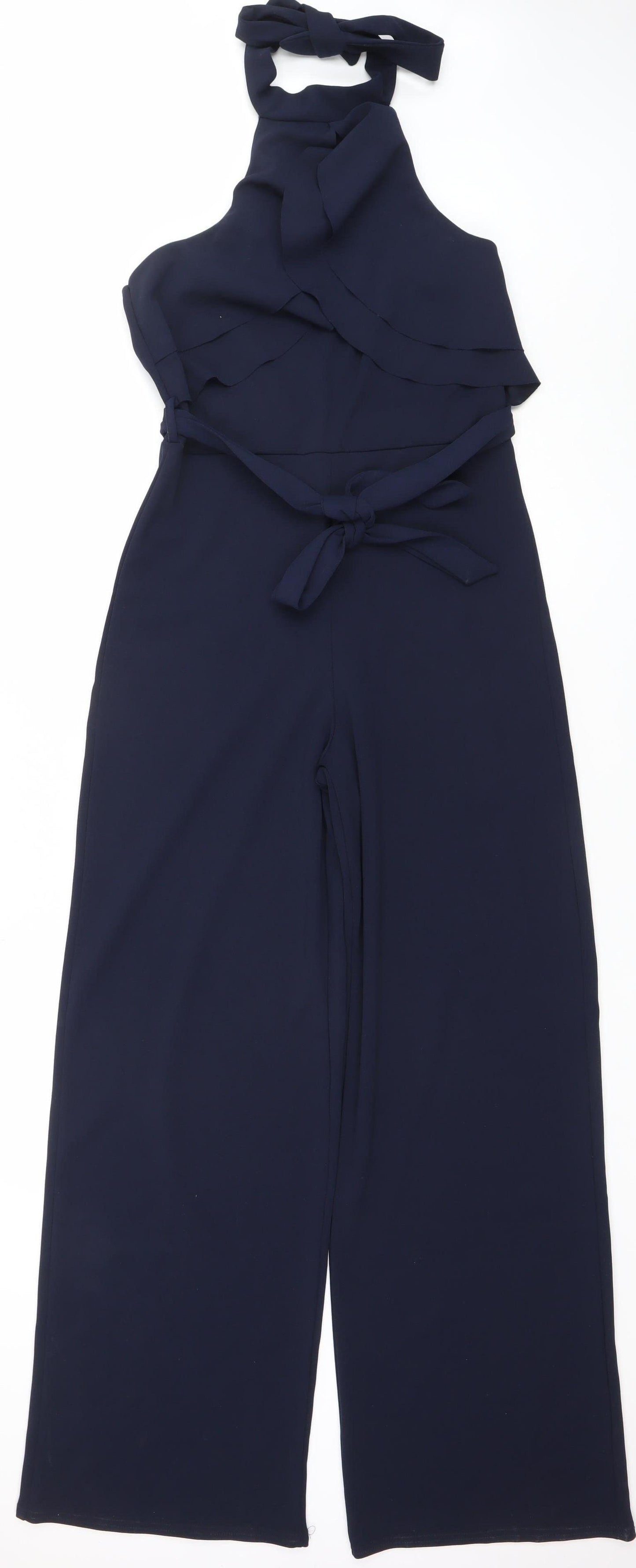 Quiz Womens Navy Size 12 One Shoulder Ruffle Belted Jumpsuit