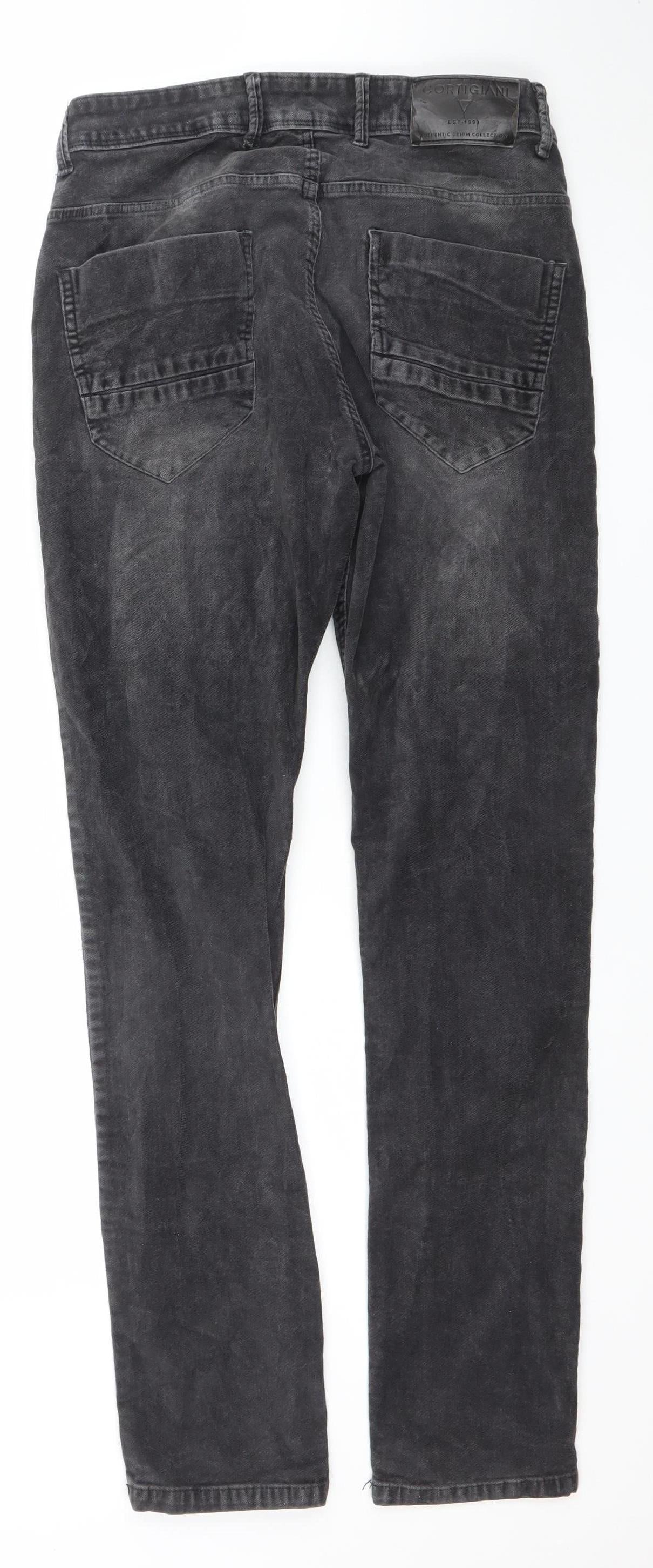 Cortigiani Men's Black Slim Fit Jeans Size 32 Straight Leg Denim