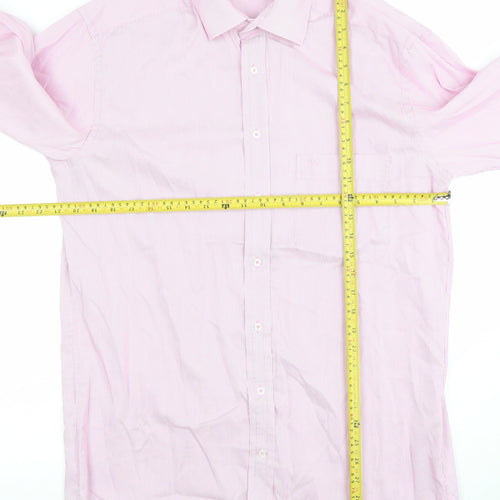 André Men’s Pink Striped Cotton Long Sleeve Button-Up Shirt Size 16 Regular