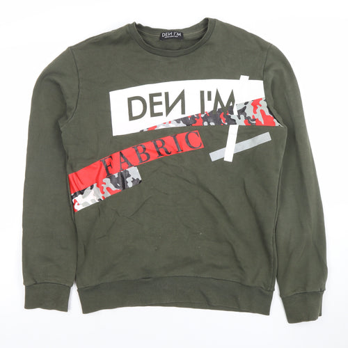DEN I’M Khaki Graphic Cotton Sweatshirt Women M Regular Fit