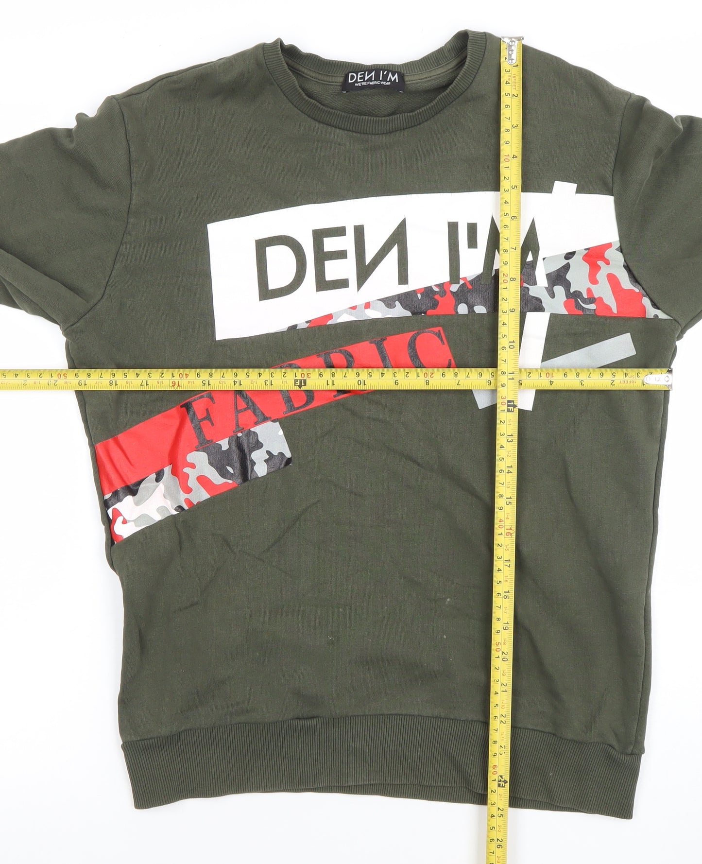 DEN I’M Khaki Graphic Cotton Sweatshirt Women M Regular Fit