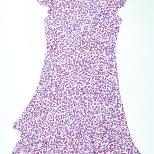Quiz Women’s Multicoloured Animal Print Ruffle Midi Dress Size 16
