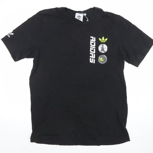 Adidas Men’s Black Graphic Sports T-Shirt Size M Cotton Crew Neck