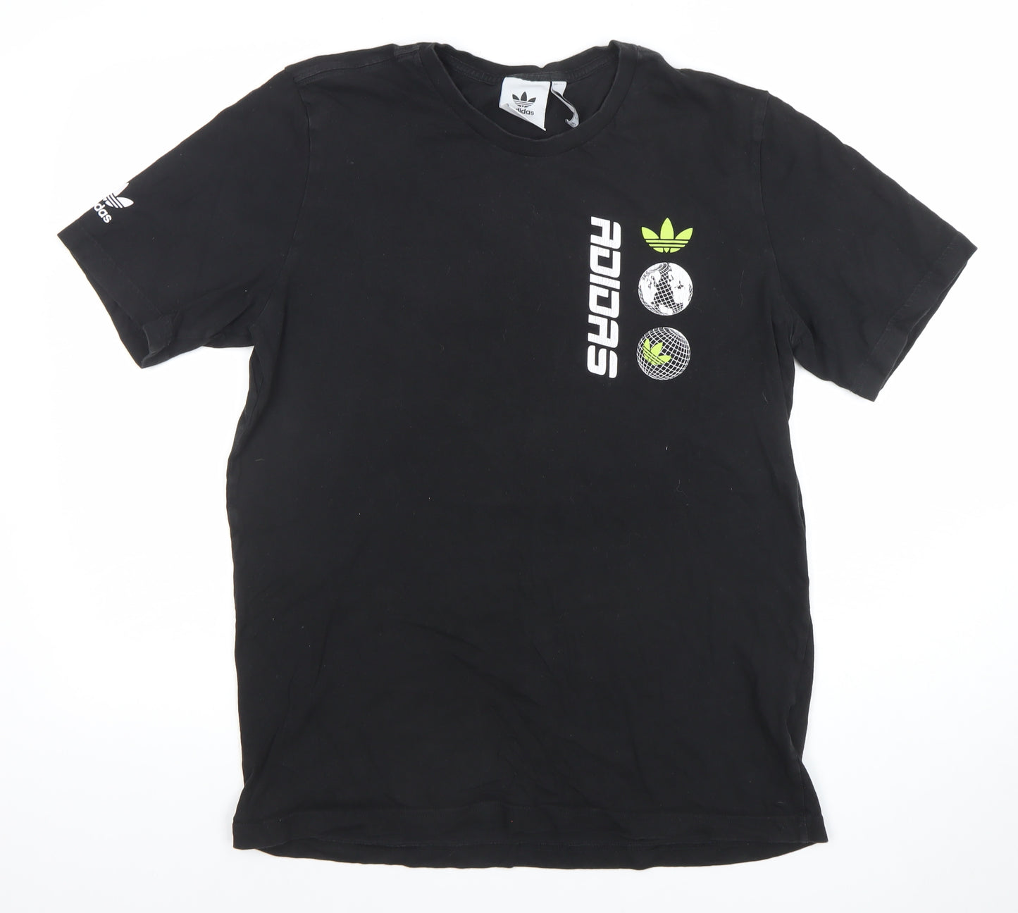 Adidas Men’s Black Graphic Sports T-Shirt Size M Cotton Crew Neck