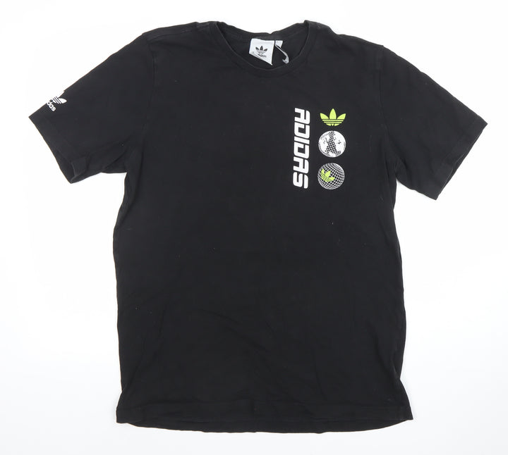 Adidas Men’s Black Graphic Sports T-Shirt Size M Cotton Crew Neck