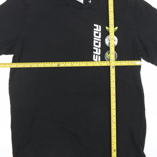 Adidas Men’s Black Graphic Sports T-Shirt Size M Cotton Crew Neck