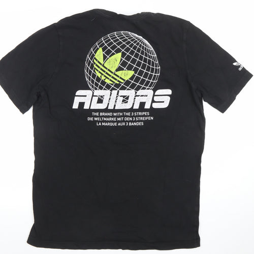 Adidas Men’s Black Graphic Sports T-Shirt Size M Cotton Crew Neck