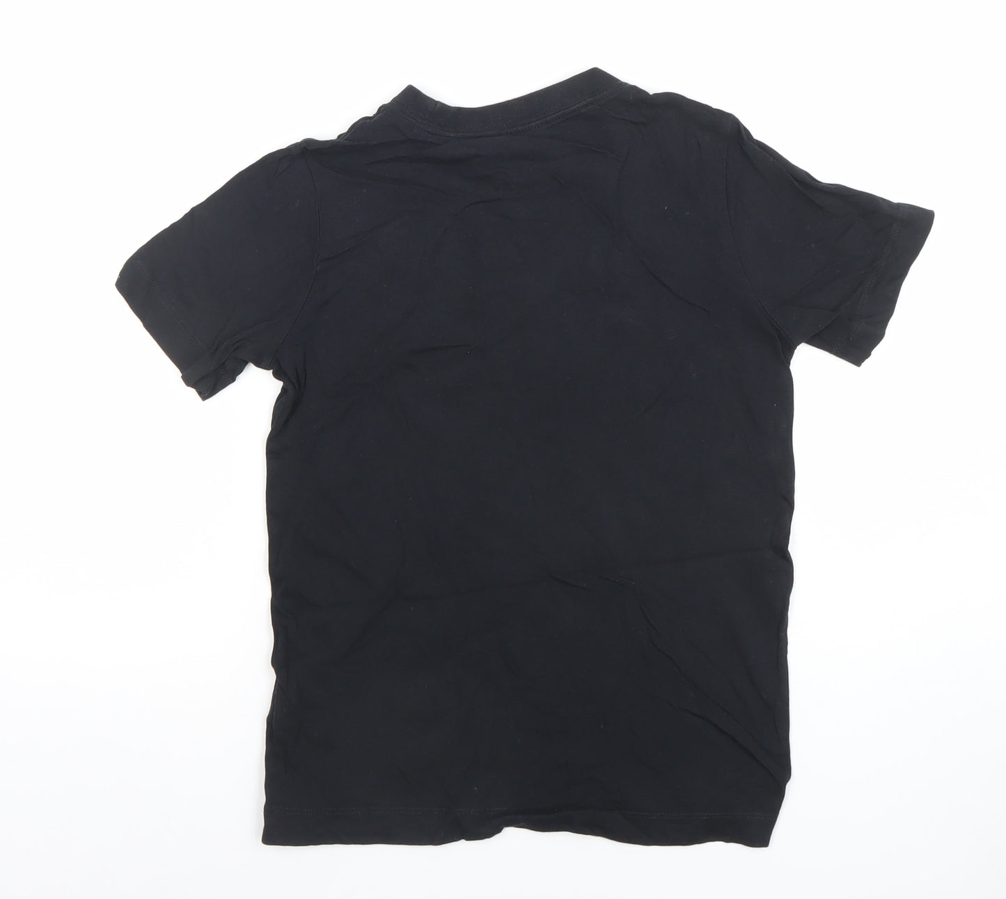 Nike Boys Black Logo Cotton T-Shirt Size S Short Sleeve Sports Tee