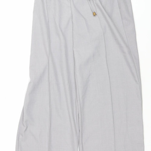Zapara Women’s Grey Wide-Leg Elastic Waist Trousers L